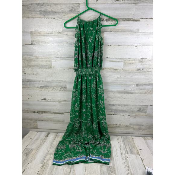 Max Studio womens extra small Georgette Sleeveless Maxi Dress Green Peony new - Picture 2 of 6